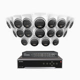 H500 - Kit de surveillance PoE 5MP à 32 canaux avec 20 caméras, Vision nocturne intelligente à double éclairage, 3072 × 1728 à 20 ips, détection intelligente des personnes et des véhicules, microphone intégré, IP67