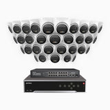 H500 - Kit de surveillance PoE 5MP à 32 canaux avec 32 caméras, Vision nocturne intelligente à double éclairage, 3072 × 1728 à 20 ips, détection intelligente des personnes et des véhicules, microphone intégré, IP67