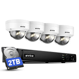 ANNKE Kit Vidéosurveillance PoE 4K 8MP avec 4 Caméras IK10 Dome Extérieures, NVR 8 canaux avec HDD 2To, vision nocturne couleur, détection IA personnes/véhicules, IP67, audio, vision IR 30m