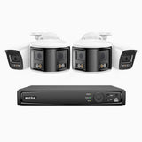 ANNKE Système de Surveillance PoE 4K 8MP 8 Canaux avec 4 Caméras, 2 × Double Objectif 180° + 2 × Caméras IP 4K, Détection de Personnes/Véhicules, Vision Nocturne en Couleur