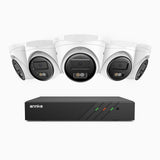 H500 - Kit de surveillance PoE 5MP à 8 canaux avec 5 caméras, Vision nocturne intelligente à double éclairage, 3072 × 1728 à 20 ips, détection intelligente des personnes et des véhicules, microphone intégré, IP67