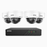 H500 - Kit de surveillance PoE 5MP à 8 canaux avec 4 caméras, Vision nocturne intelligente à double éclairage, 3072 × 1728 à 20 ips, détection intelligente des personnes et des véhicules, microphone intégré, IP67