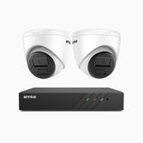 H300 - Kit de surveillance PoE 3MP à 8 canaux avec 2 caméras, vision nocturne EXIR 2.0, détection de mouvement, H.265+, étanchéité IP67