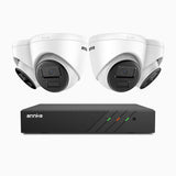 H300 - Kit de surveillance PoE 3MP à 8 canaux avec 4 caméras, vision nocturne EXIR 2.0, détection de mouvement, H.265+, étanchéité IP67