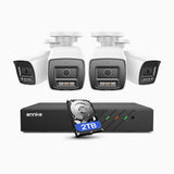 ANNKE Système de vidéosurveillance PoE 4K 8MP, 4 caméras IP 4K + enregistreur NVR 8 canaux, disque dur 2 To, détection des personnes et des véhicules, microphone intégré, vision nocturne couleur et infrarouge, compatible RTSP