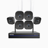 WS800 - Kit vidéo surveillance sans fil 8MP Ultra HD à 16 canaux avec 6 caméras,  WiFi bi-bande 2,4/5,8 GHz Pro, détection de mouvement humaine, audio bidirectionnel, vision nocturne, compatible avec Alexa