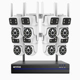 WCDS400 - Kit vidéo surveillance sans fil 4MP à 8 canaux avec 8 caméras, WiFi bi-bande, 350° Pan & 90° Tilt, vision nocturne à double éclairage, détection de mouvement, audio bidirectionnel, compatible Alexa