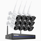 WS800 - Kit vidéo surveillance sans fil 8MP Ultra HD à 16 canaux avec 12 caméras,  WiFi bi-bande 2,4/5,8 GHz Pro, détection de mouvement humaine, audio bidirectionnel, vision nocturne, compatible avec Alexa