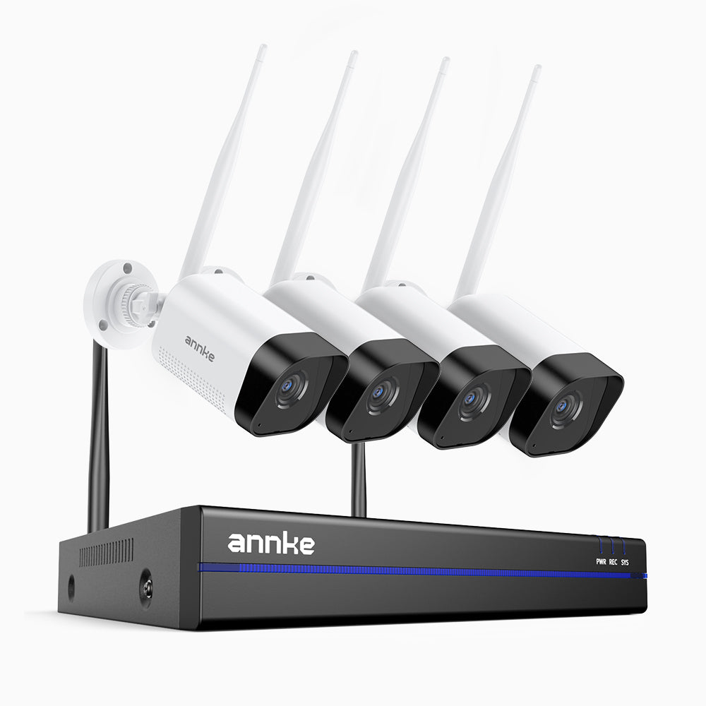 WS800 - Kit vidéo surveillance sans fil 8MP Ultra HD à 8 canaux avec 4 caméras,  WiFi bi-bande 2,4/5,8 GHz Pro, détection de mouvement humaine, audio bidirectionnel, vision nocturne, compatible avec Alexa