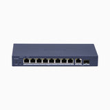 Switch Ethernet Gigabit PoE 8 Ports (1000 Mbps), Budget PoE de 110W, Plug & Play, Design métallique sans ventilateur, Installation sur bureau ou murale, Compatible 802.3af/at