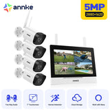 WTL500 - Kit vidéo surveillance sans fil 5MP avec écran 12", NVR 4 canaux et 4 caméras, vision nocturne EXIR, audio bidirectionnel, compatible Alexa, IP66