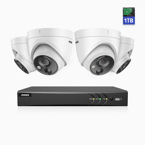 E500 - système de caméras de sécurité filaires Super HD 5 MP à 8/16 canauxs, H.265+ Smart DVR avec détection humaine et véhicule