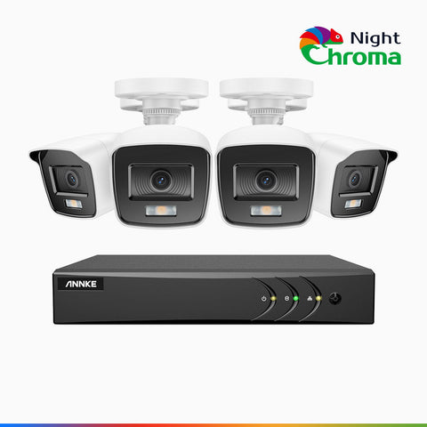 NightChroma<sup>TM</sup> NAK200 -  Kit de surveillance 2MP à 4 canaux avec 4 caméras, vision nocturne polychrome Acme (0.0005 Lux)
