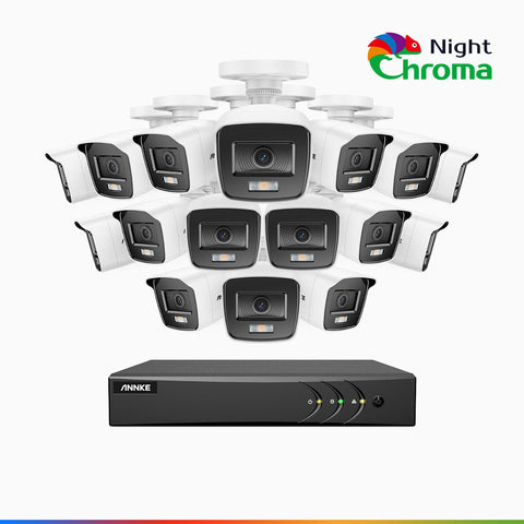 NightChroma<sup>TM</sup> NAK200 -  Kit de surveillance 2MP à 16 canaux avec 16 caméras, vision nocturne polychrome Acme (0.0005 Lux)