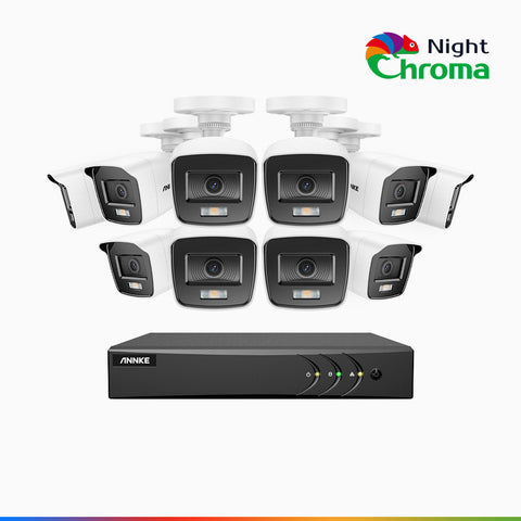 NightChroma<sup>TM</sup> NAK200 -  Kit de surveillance 2MP à 16 canaux avec 10 caméras, vision nocturne polychrome Acme (0.0005 Lux)