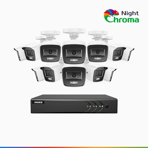 NightChroma<sup>TM</sup> NAK200 -  Kit de surveillance 2MP à 16 canaux avec 12 caméras, vision nocturne polychrome Acme (0.0005 Lux)