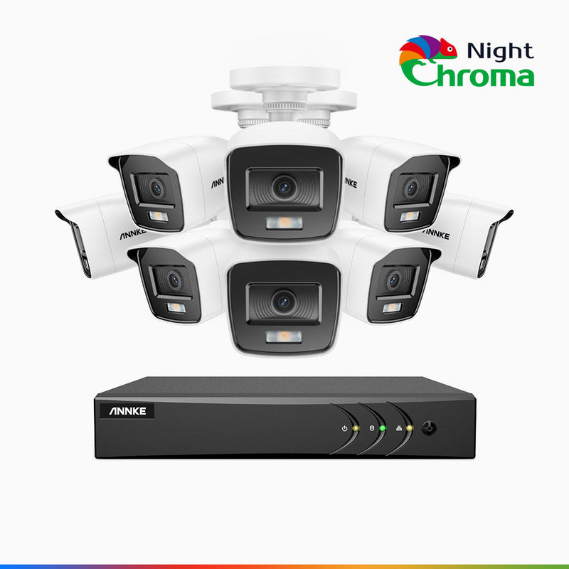NightChroma<sup>TM</sup> NAK200 -  Kit de surveillance 2MP à 16 canaux avec 8 caméras, vision nocturne polychrome Acme (0.0005 Lux)