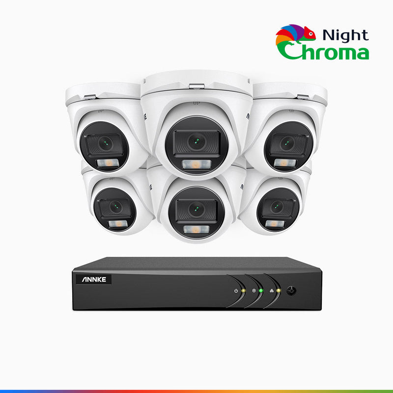 NightChroma<sup>TM</sup> NAK200 -  Kit de surveillance 2MP à 8 canaux avec 6 caméras, vision nocturne polychrome Acme (0.0005 Lux)