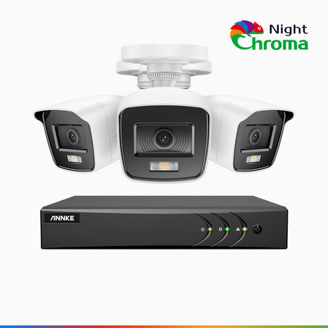 NightChroma<sup>TM</sup> NAK200 -  Kit de surveillance 2MP à 8 canaux avec 3 caméras, vision nocturne polychrome Acme (0.0005 Lux)