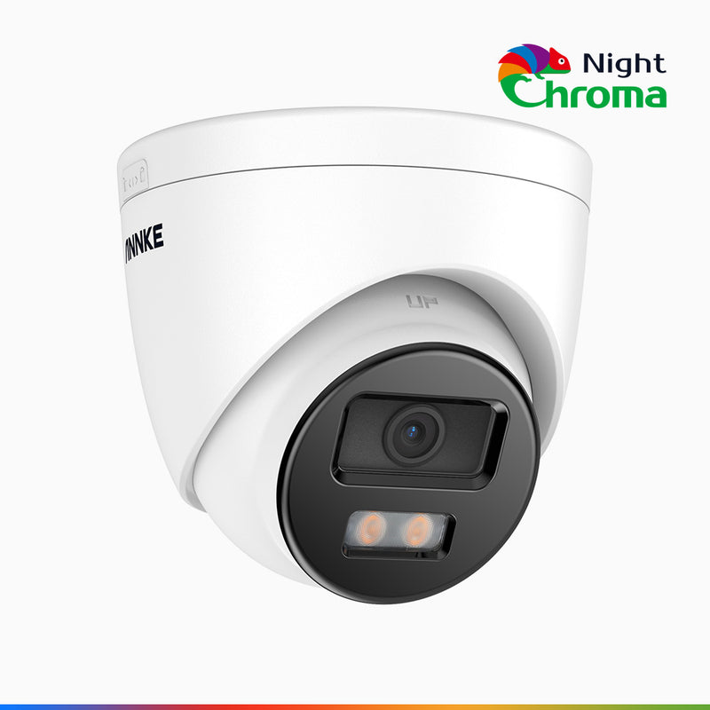 NightChroma<sup>TM</sup> NC400 - Caméra de Surveillance extérieure PoE 4MP, vision nocturne polychrome, f/1.0 Super ouverture (0,001 Lux), Alignement actif, Microphone intégré, Fente pour carte SD