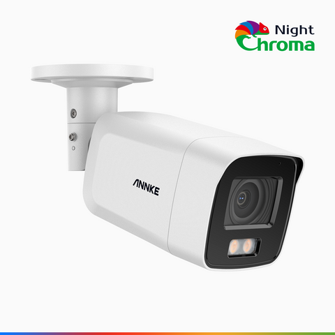 NightChroma<sup>TM</sup> NC800 - Caméra de Surveillance extérieure PoE 4K, Vision nocturne couleur ultime, super ouverture f/1.0 (0,0005 Lux), Détection Personne-Véhicule, Microphone intégré, Analyse comportementale intelligente