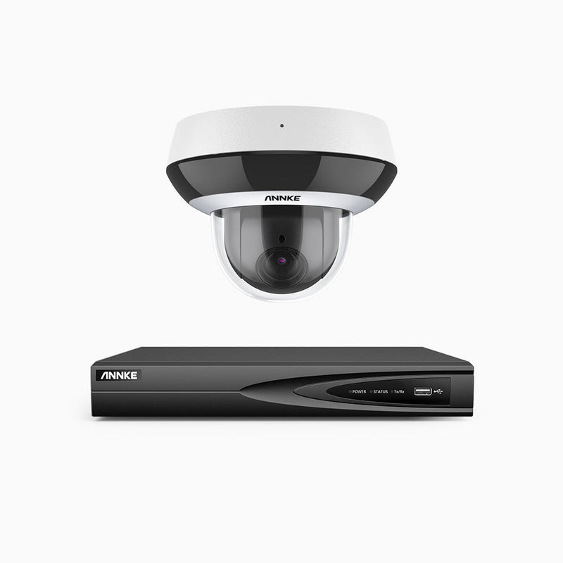 HCZ504 - 4 Channel 1 Camera PTZ PoE Security System, 3K Super HD, 4X Optical Zoom, IK10 & IP67, 2.8-12 mm Lens, Intelligent Behavior Analysis, Color Night Vision & Anti-Fog