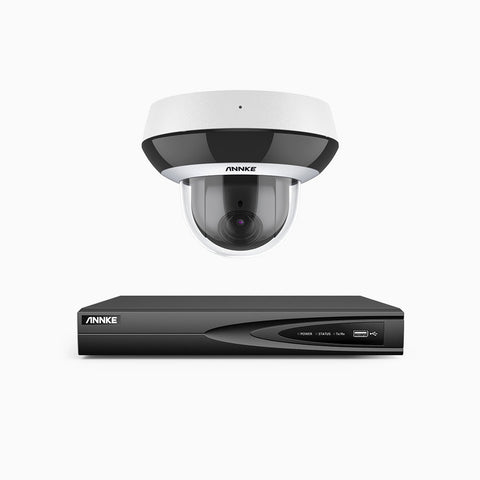 HCZ504 - 4 Channel 1 Camera PTZ PoE Security System, 3K Super HD, 4X Optical Zoom, IK10 & IP67, 2.8-12 mm Lens, Intelligent Behavior Analysis, Color Night Vision & Anti-Fog