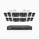 HDCK680 - Kit de surveillance PoE à 16 canaux avec 8*4K caméras et 4*6MP double objectif caméras (ultra grand angle 180°), Détection Personne-Véhicule, Microphone intégré