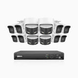 HDCK680 - Kit de surveillance PoE à 16 canaux avec 8*4K caméras et 4*6MP double objectif caméras (ultra grand angle 180°), Détection Personne-Véhicule, Microphone intégré