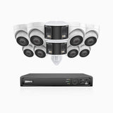 HDCK680 - Kit de surveillance PoE à 16 canaux avec 8*4K caméras et 2*6MP double objectif caméras (ultra grand angle 180°), Détection Personne-Véhicule, Microphone intégré