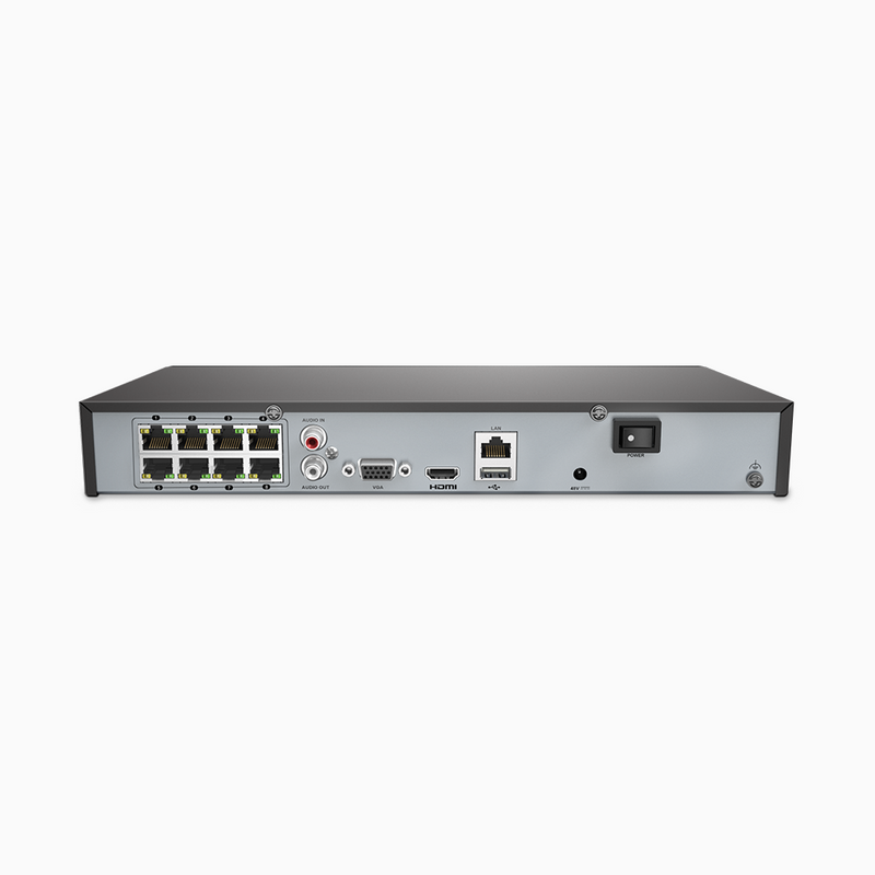 NVR PoE 4K 8 canaux, H.265+, RTSP et ONVIF pris en charge, Fonctionne avec Alexa