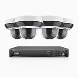 HCZ504 - 8 Channel 4 Camera PTZ PoE Security System, 3K Super HD, 4X Optical Zoom, IK10 & IP67, 2.8-12 mm Lens, Intelligent Behavior Analysis, Color Night Vision & Anti-Fog