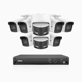 HDCK680 - Kit de surveillance PoE à 8 canaux avec 6*4K caméras et 2*6MP double objectif caméras (ultra grand angle 180°), Détection Personne-Véhicule, Microphone intégré