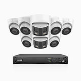 HDCK680 - Kit de surveillance PoE à 8 canaux avec 6*4K caméras et 2*6MP double objectif caméras (ultra grand angle 180°), Détection Personne-Véhicule, Microphone intégré