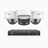 HDCK680 - Kit de surveillance PoE à 8 canaux avec 2*4K caméras et 1*6MP double objectif caméras (ultra grand angle 180°), Détection Personne-Véhicule, Microphone intégré