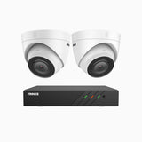 H500 - Kit de surveillance PoE 5MP à 8 canaux avec 2 caméras, Vision nocturne Infrarouge 2.0, Microphone intégré, RTSP et ONVIF pris en charge, Fonctionne avec Alexa