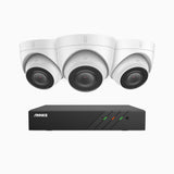 H500 - Kit de surveillance PoE 5MP à 8 canaux avec 3 caméras, Microphone intégré, Vision nocturne Infrarouge 2.0, Microphone intégré, RTSP et ONVIF pris en charge, Fonctionne avec Alexa