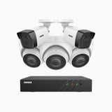 H500 - Kit de surveillance PoE 5MP à 8 canaux avec 2 caméras bullet et 3 caméras tourelle, Microphone intégré, Vision nocturne Infrarouge 2.0, RTSP et ONVIF pris en charge, Fonctionne avec Alexa