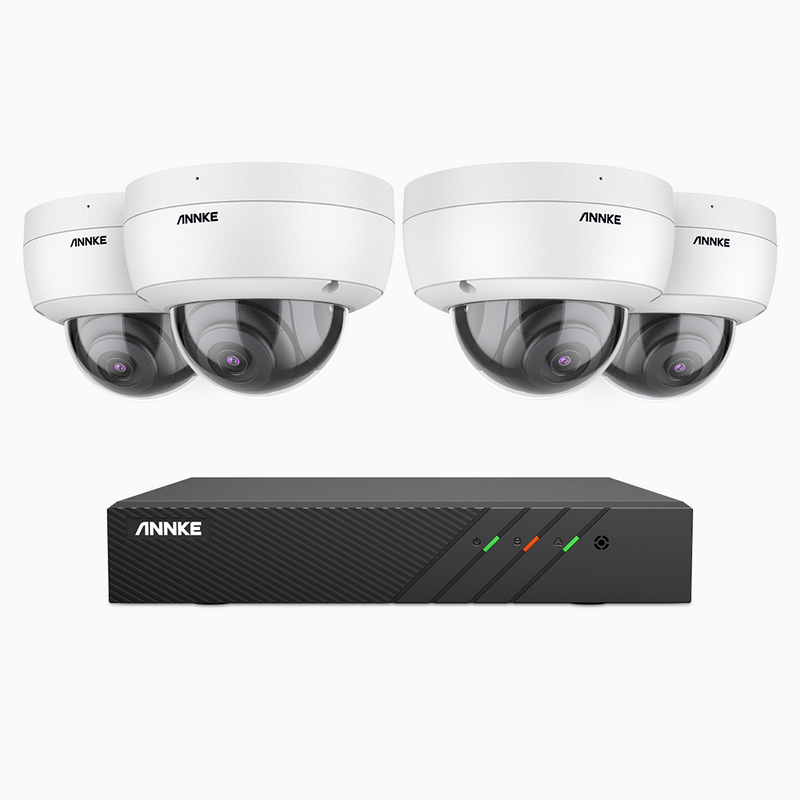 H500 - Kit de surveillance PoE 5MP à 8 canaux avec 4 caméras, Microphone intégré, Vision nocturne Infrarouge 2.0, RTSP et ONVIF pris en charge, Fonctionne avec Alexa