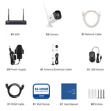 WS300 - Kit vidéo surveillance sans fil 2K à 8 canaux avec 8 caméras, Portée Wi-Fi de 300 m, Microphone intégré, Reconnaissance humaine, Fonctionne avec Alexa