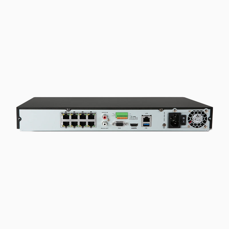 ANP800 - Enregistreur réseau (NVR) PoE H.265+ 4K à 8 canaux, bande passante sortante maximale de 160 Mbps, capacité de décodage 4K sur 2 canaux, soutien la détection de présence humaine et de véhicules, détection de périmètre