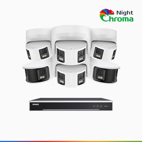 NightChroma<sup>TM</sup> NDK800 – Kit de surveillance PoE Dual Lens 4K à 8 canaux avec 2 caméras bullet et 4 caméras tourelle,  f/1.0 Super Aperture, Acme Color Night Vision, Active Siren and Strobe, Human & Vehicle Detection, Built-in Micphone
