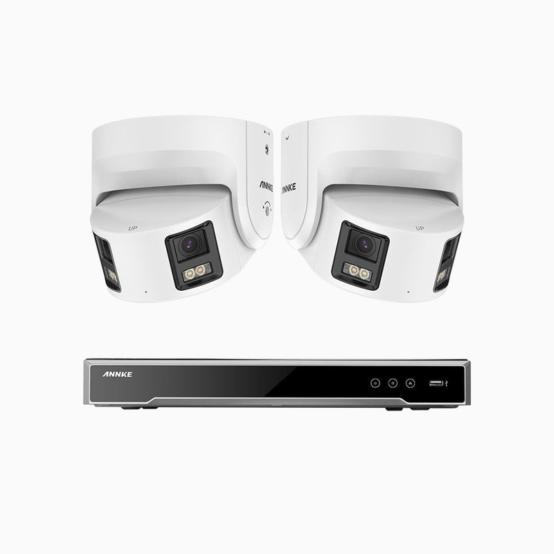 NightChroma<sup>TM</sup> NDK800 – Kit de surveillance PoE Dual Lens 4K à 8 canaux avec 2 caméras,  f/1.0 Super Aperture, Acme Color Night Vision, Active Siren and Strobe, Human & Vehicle Detection, Intelligent Behavior Analysis, Built-in Micphone