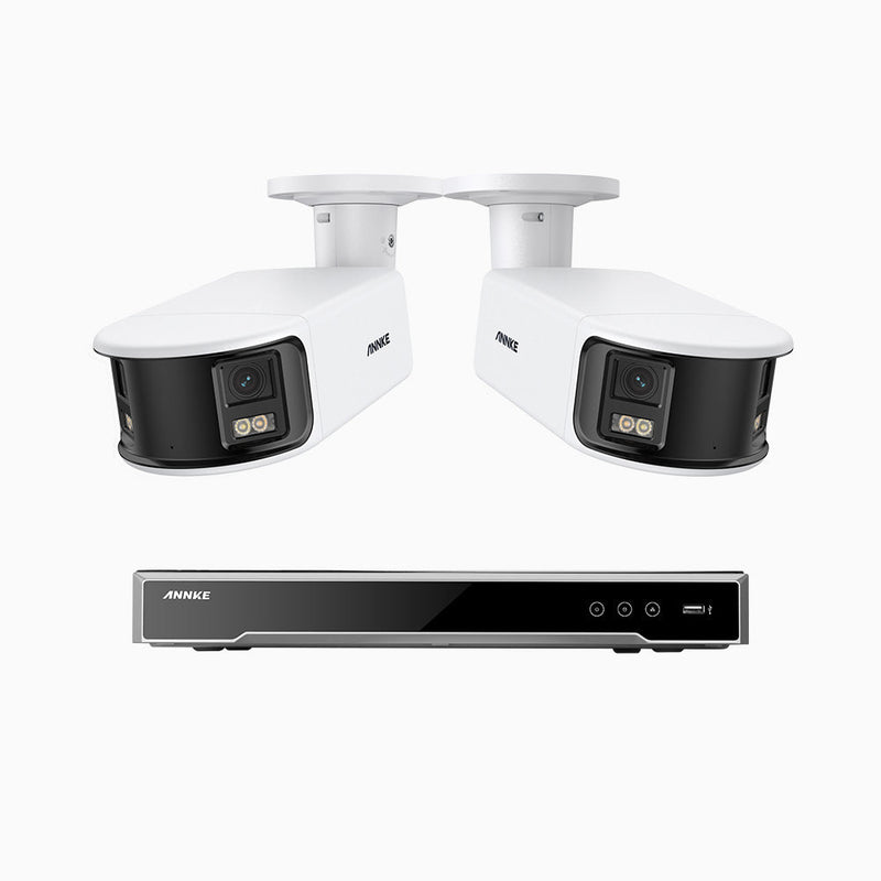 NightChroma<sup>TM</sup> NDK800 – Kit de surveillance PoE Dual Lens 4K à 8 canaux avec 2 caméras,  f/1.0 Super Aperture, Acme Color Night Vision, Active Siren and Strobe, Human & Vehicle Detection, Intelligent Behavior Analysis, Built-in Micphone