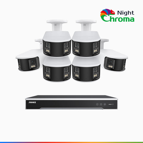 NightChroma<sup>TM</sup> NDK800 – Kit de surveillance PoE Dual Lens 4K à 8 canaux avec 6 caméras,  f/1.0 Super Aperture, Acme Color Night Vision, Active Siren and Strobe, Human & Vehicle Detection, Intelligent Behavior Analysis, Built-in Micphone