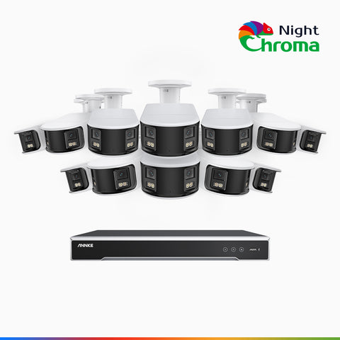 NightChroma<sup>TM</sup> NDK800 – Kit de surveillance PoE Dual Lens 4K à 16 canaux avec 12 caméras,  f/1.0 Super Aperture, Acme Color Night Vision, Active Siren and Strobe, Human & Vehicle Detection, Intelligent Behavior Analysis, Built-in Micphone