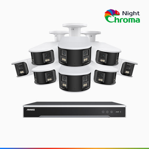 NightChroma<sup>TM</sup> NDK800 – Kit de surveillance PoE Dual Lens 4K à 16 canaux avec 8 caméras,  f/1.0 Super Aperture, Acme Color Night Vision, Active Siren and Strobe, Human & Vehicle Detection, Intelligent Behavior Analysis, Built-in Micphone