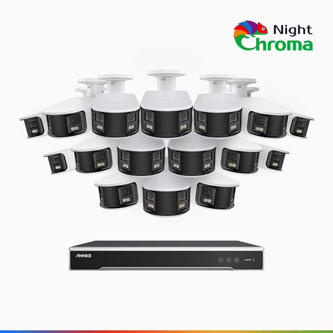 NightChroma<sup>TM</sup> NDK800 – Kit de surveillance PoE Dual Lens 4K à 16 canaux avec 16 caméras,  f/1.0 Super Aperture, Acme Color Night Vision, Active Siren and Strobe, Human & Vehicle Detection, Intelligent Behavior Analysis, Built-in Micphone